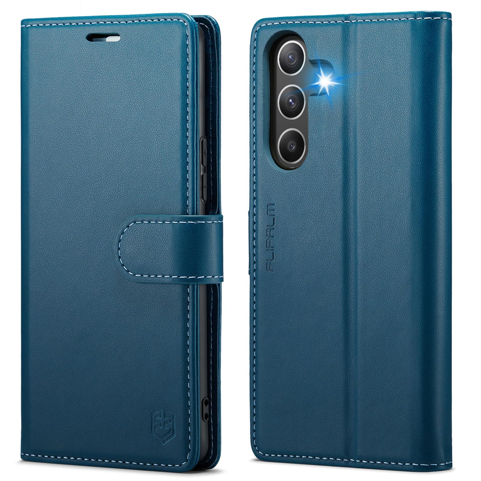 FLIPALM Wallet Case for Samsung Galaxy A35, RFID Blocking Credit Card Holder, PU Leather Folio Flip Kickstand Protective Shockproof Cover for Galaxy