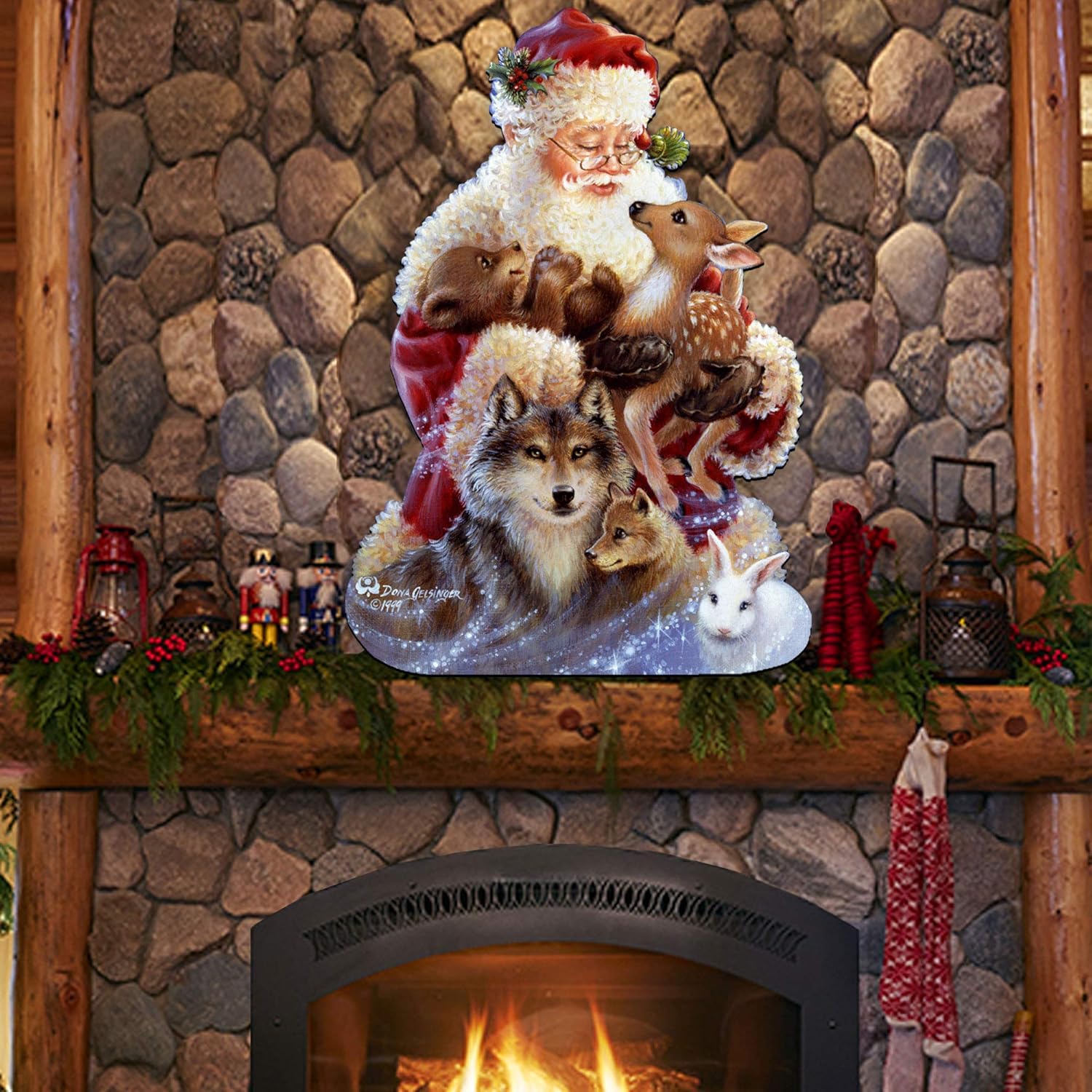 Santa Little Friends Wall and Door Hanger Art by Dona Gelsinger 8461012H-9914 - Designocracy