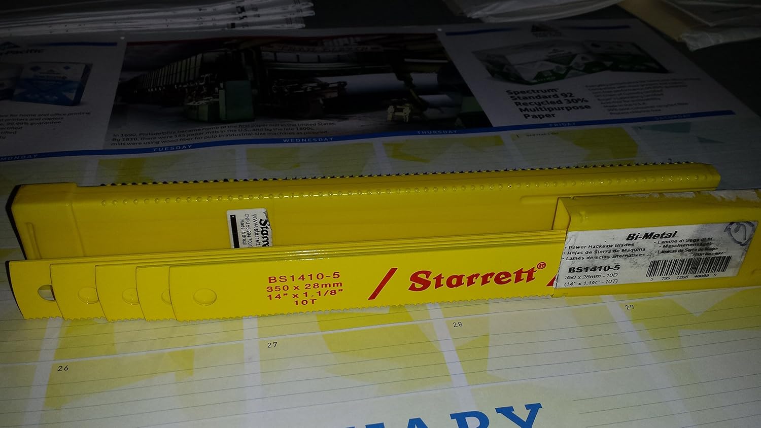 Starrett BS1410-5 Bi-Metal High Speed Steel Power Hacksaw Blade, 0.050" Thick, 10 TPI, 14" Length x 1-1/8" Width