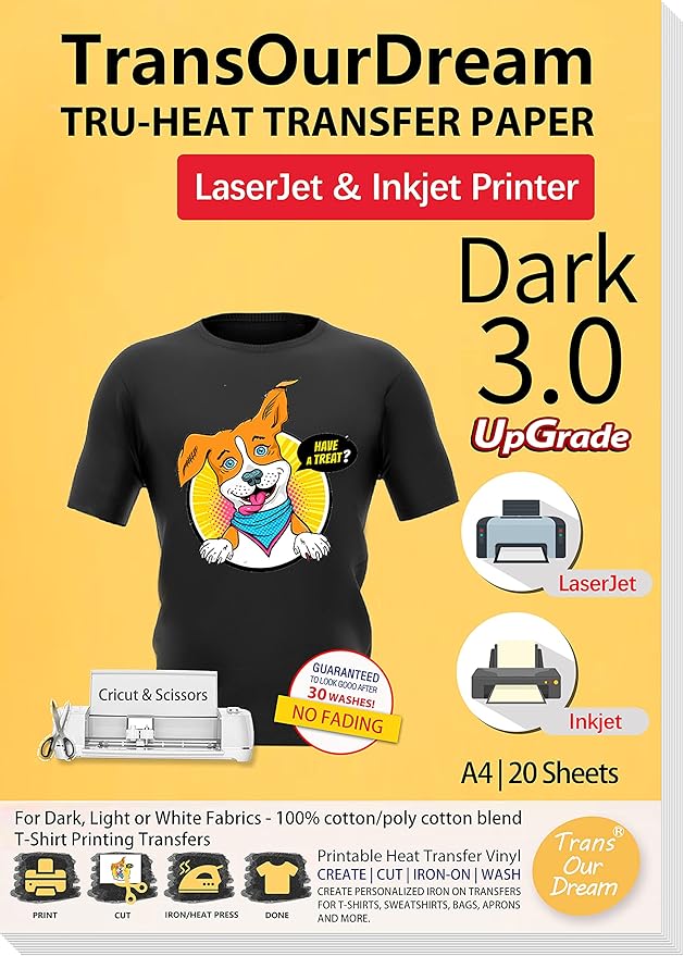 TransOurDream TruTransfer Paper Upgraded 3.0 20 Sheets A4 for Inkjet