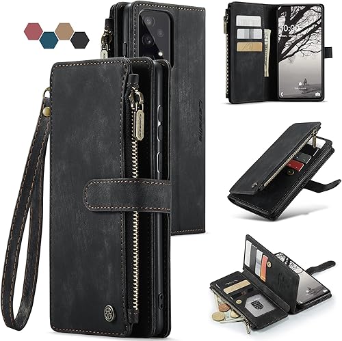 Miniatura 1 de Funda para Samsung Galaxy A53 5G, funda tipo cartera para Samsung Galaxy A53 5G con tarjetero y soporte para tarjetas, bolsillo con cremallera,