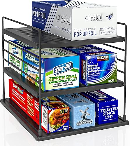 Organizadores y almacenamiento de despensa, organizador de papel de aluminio y plástico, soporte de compartimento dividido para papel de aluminio,