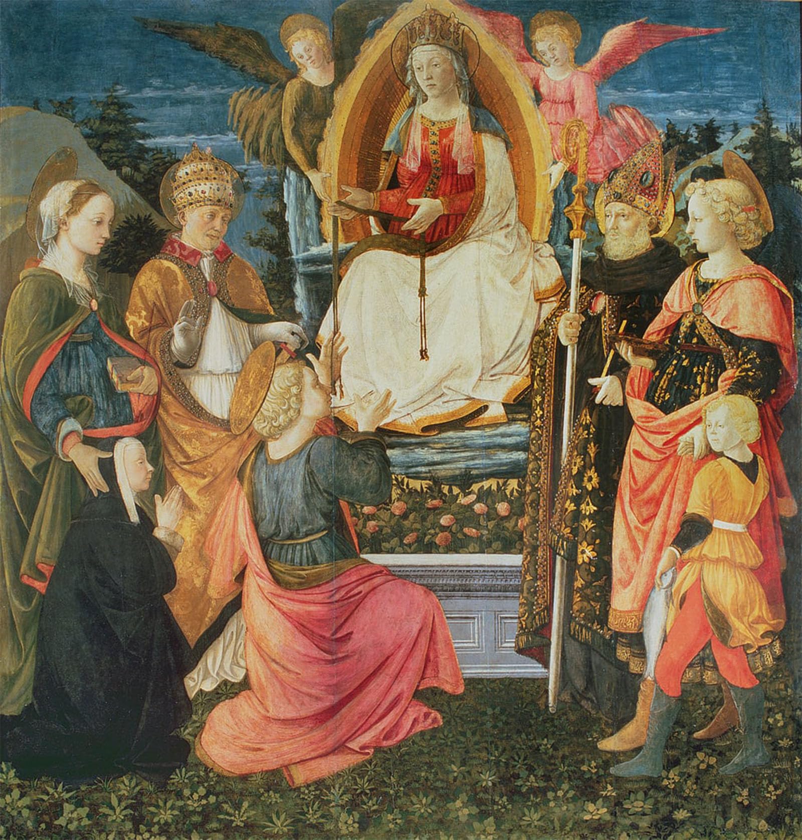 SERENDIPITP Retro Picture Poster Wall Art Pictures Painting the Lady of the Sacred Girdle by Fra Filippo Lippi Wall Art Canvas Print for Wall Decor 60x90cm