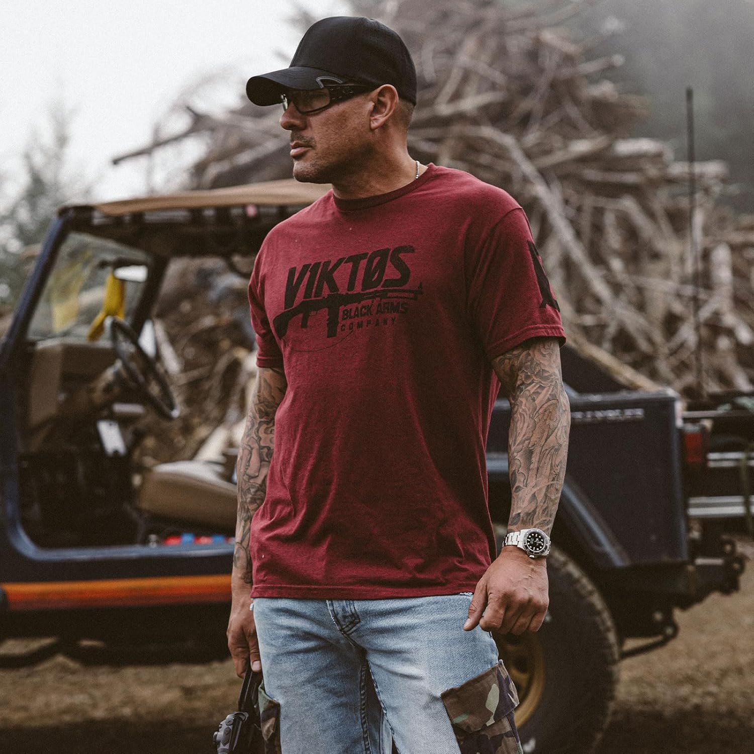 VIKTOS Men's Graphic T-Shirt - Lightweight Durable Cotton/Poly Athletic Tactical Crewneck Short Sleeve Tee with Logo Print