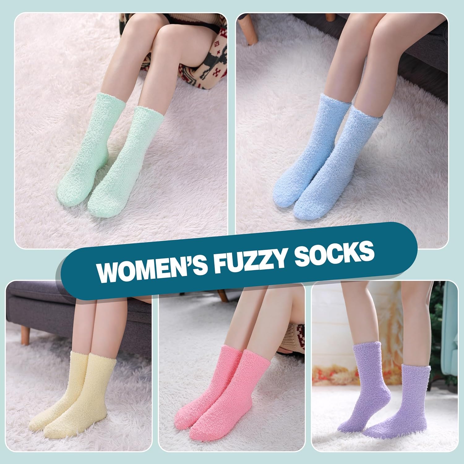 Fuzzy Socks for Women Cozy Fluffy Slipper Socks Soft Warm Winter Fleece Plush Sleeping Gift Socks - Image 3