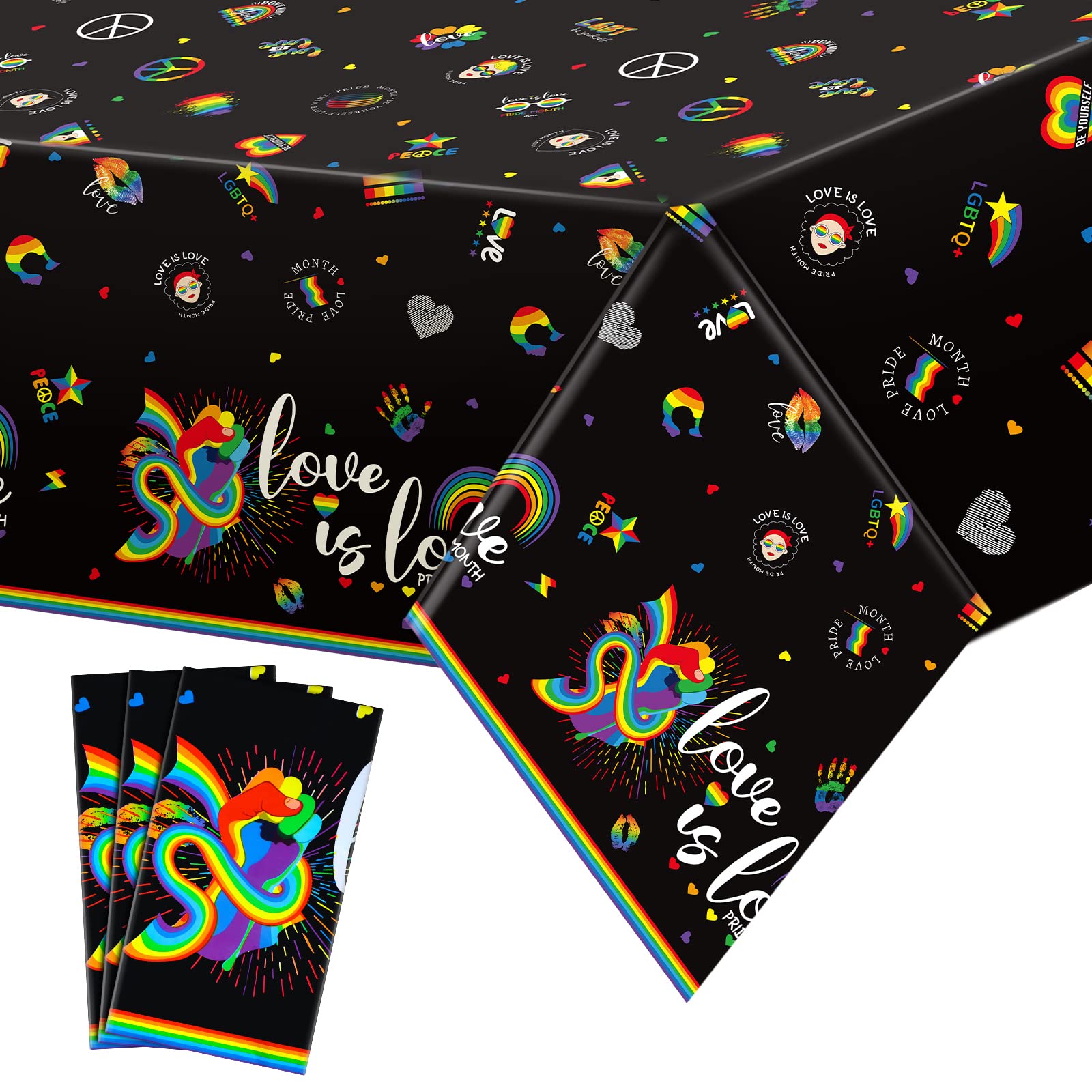 Amazon.com: Bencailor 3 Pcs Rainbow Pride Tablecloth 54 x 108 Inches ...