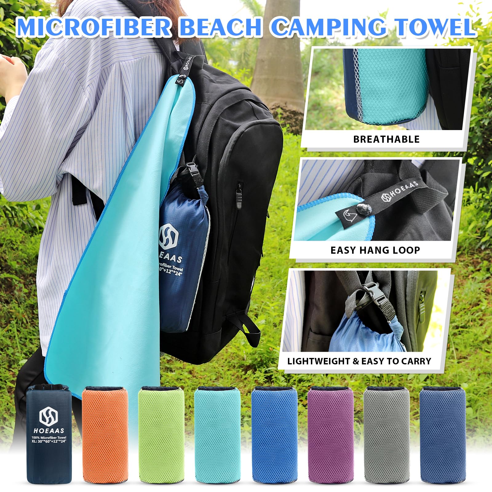 Amazon.co.jp: HOEAAS マイクロファイバースポーツトラベルタオル