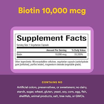 Natural Factors Extra Strength Biotin 10,000 mcg Vitamin B7, 60 Veg Caps