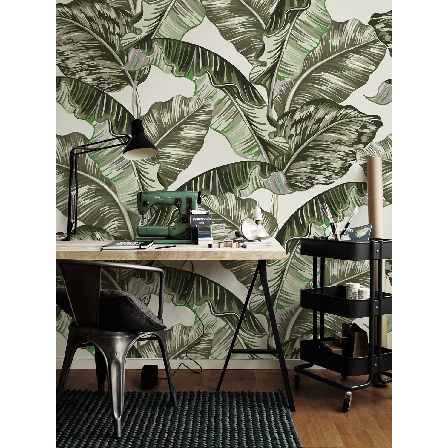 Fotomurale hojas de banana pegatina decorativa 360x250 cm para salón y dormitorio tropical