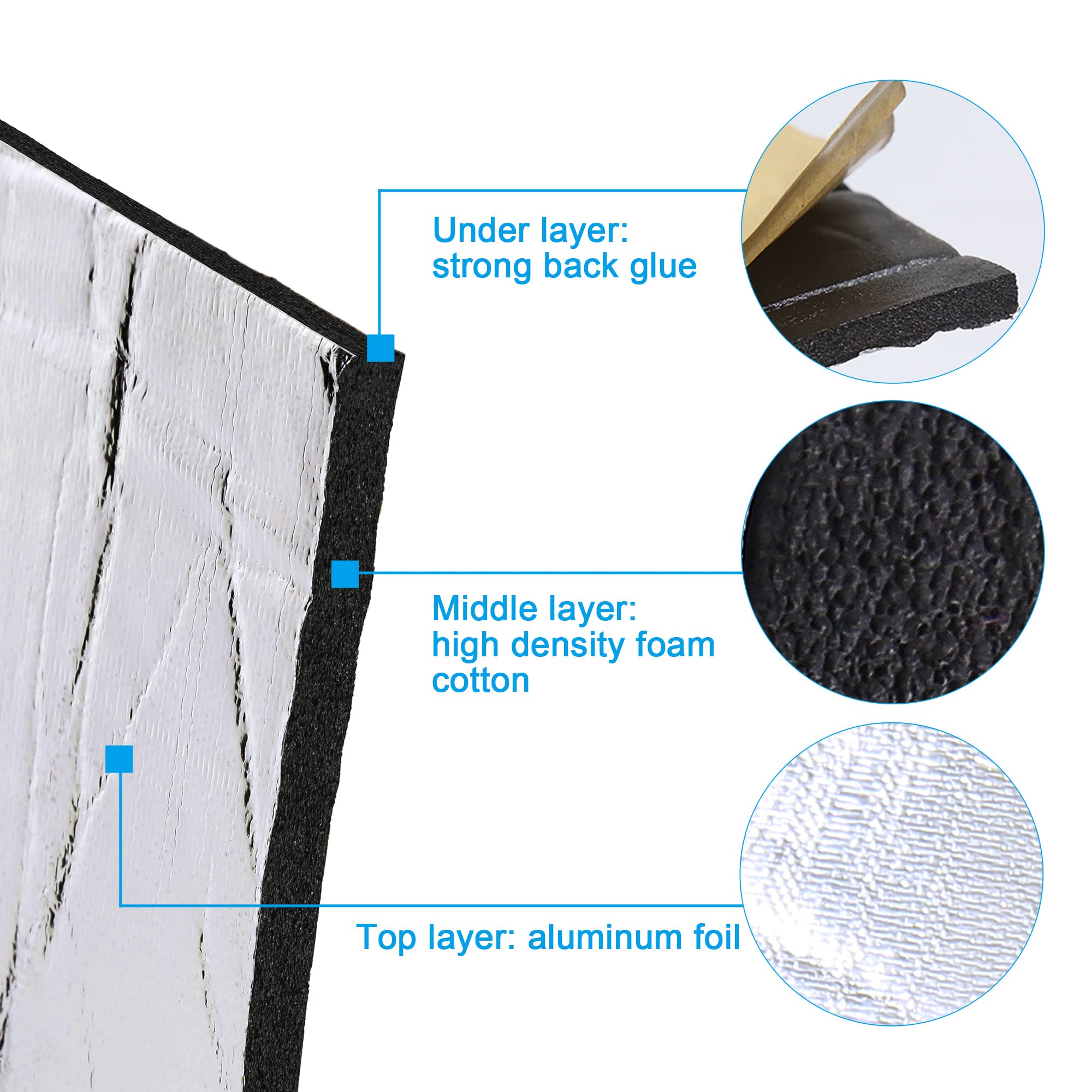 uxcell 0.6㎡ 10mm Aislamiento Estera con Instalador Herramienta para Coche 10mm60x100cm