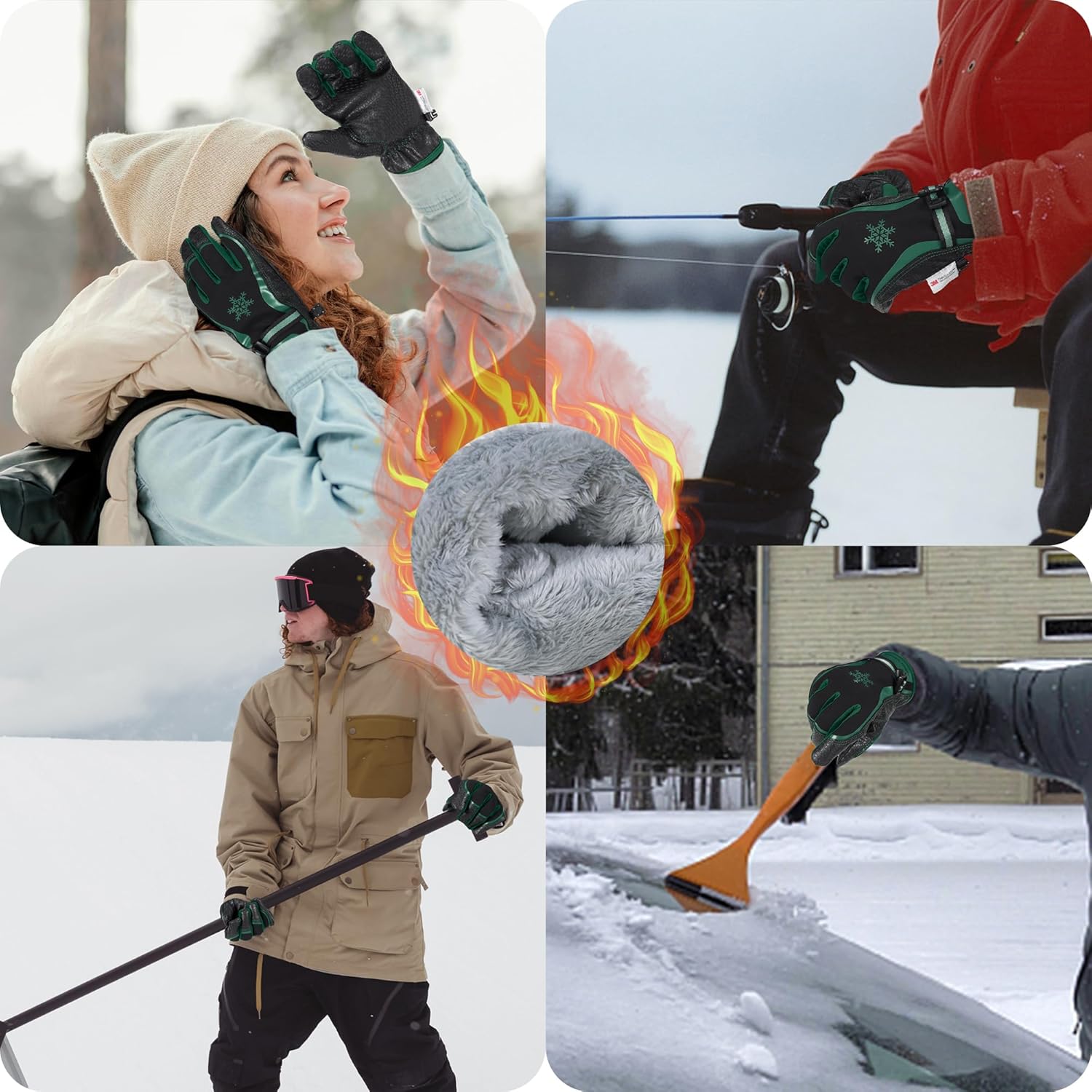 AIGEVTURE Cold Weather Thermal Fleece Winter Work Gloves - Insulated