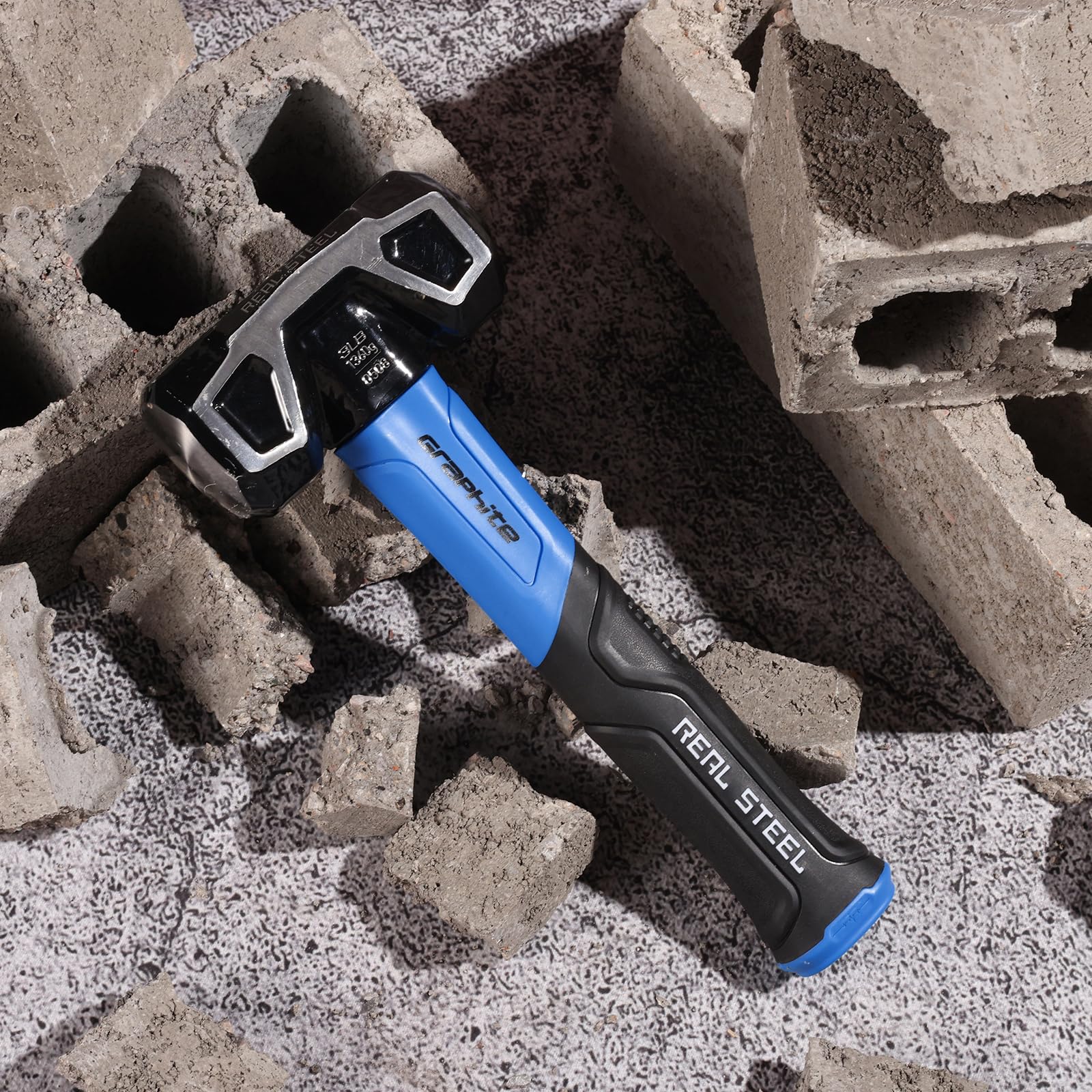 REAL STEEL 0508 Marteau de forage en graphite forgé avec poignée en caoutchouc pour frapper 1,4 kg