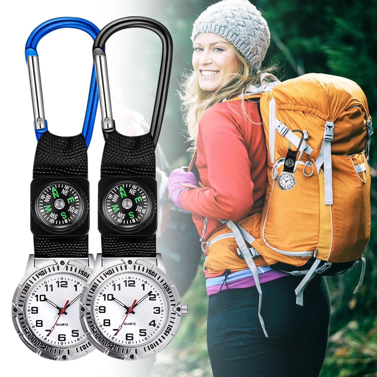 Orologio da tasca digitale per sorelle, servizio di soccorso, accessorio da tasca con moschettone, multifunzione, orologio da infermiera, moschettone con moschettone luminoso, piccolo orologio da
