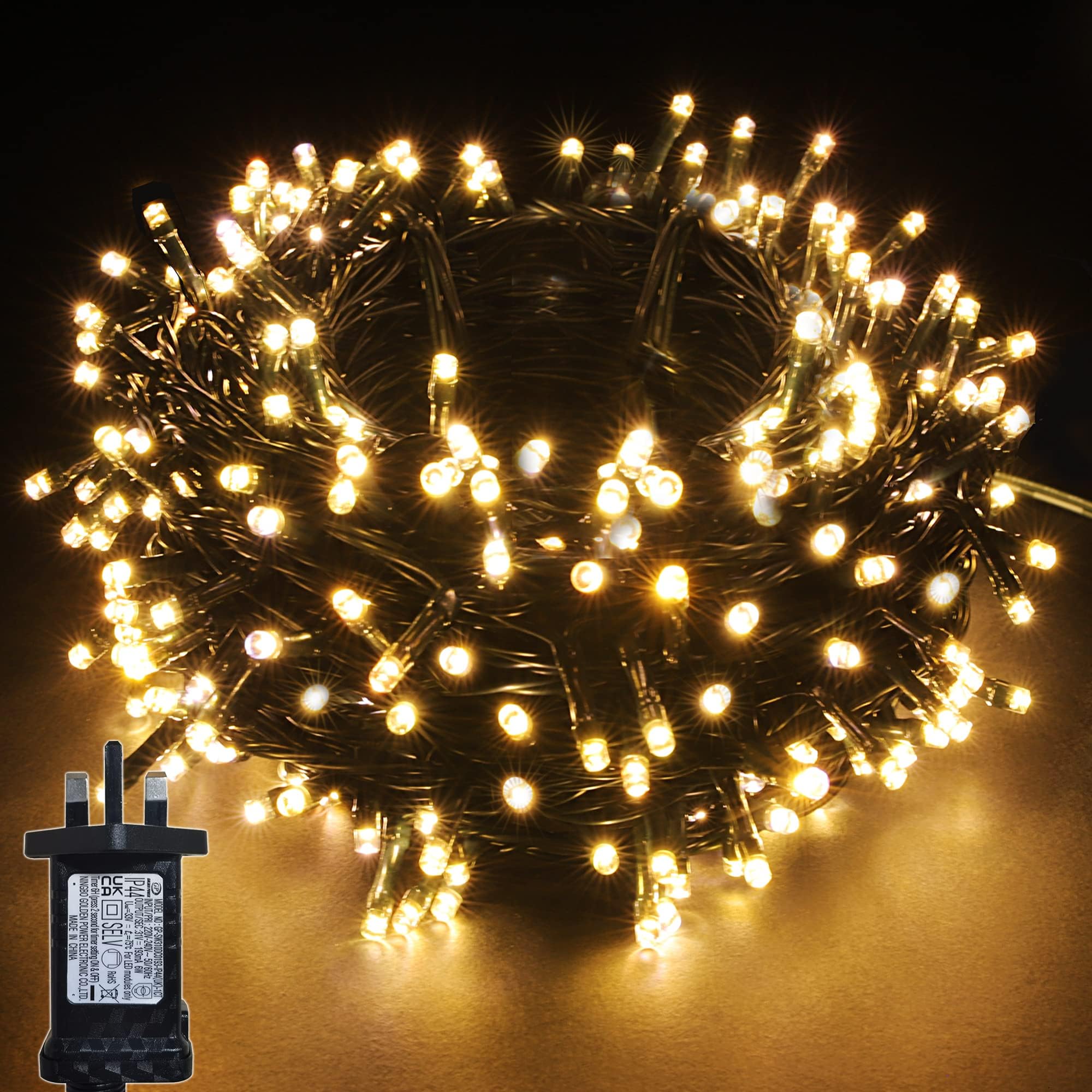 YOSION 30M LED String Fairy Lights On Dark Green Cable with Various Light Effects, Ideal for Christmas Tree, Xmas, Party,Wedding,ETC (Warm,300 LEDs)