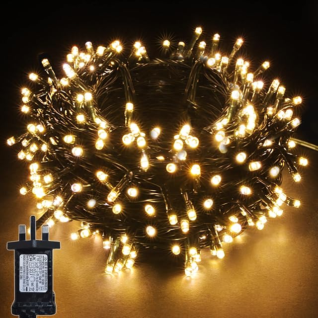 YOSION 100-1000 LED String Fairy Lights On Dark Green Cable with 8 Light Effects, Ideal for Christmas Tree, Xmas, Party,Wedding,ETC (Warm, 100 LEDs)