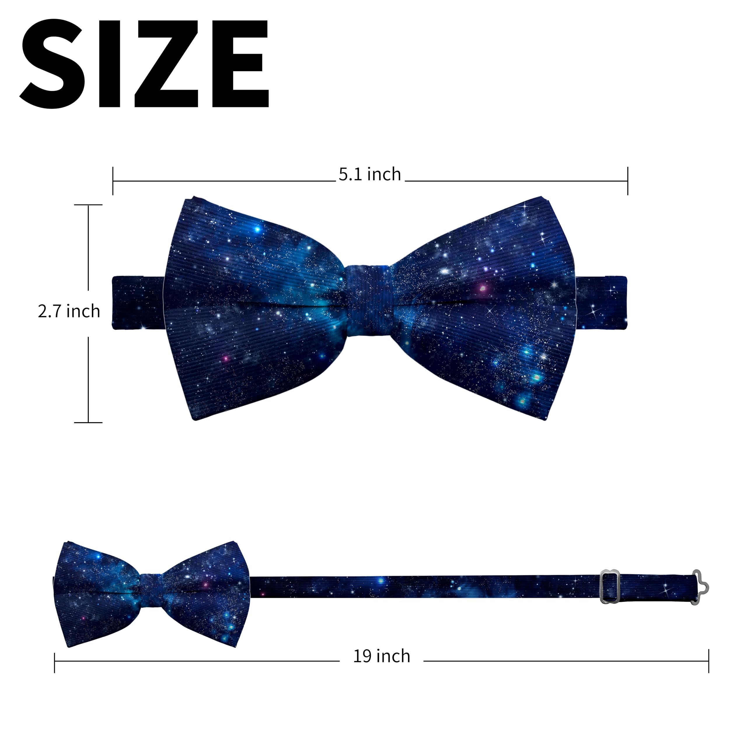 Hiukset Galaxy Tie Starry Night Bowtie for Men Boys, Pre-Tie Men's Galaxy Space Bowties Mens Galaxy Starry Bowties for Business Wedding Party Dating