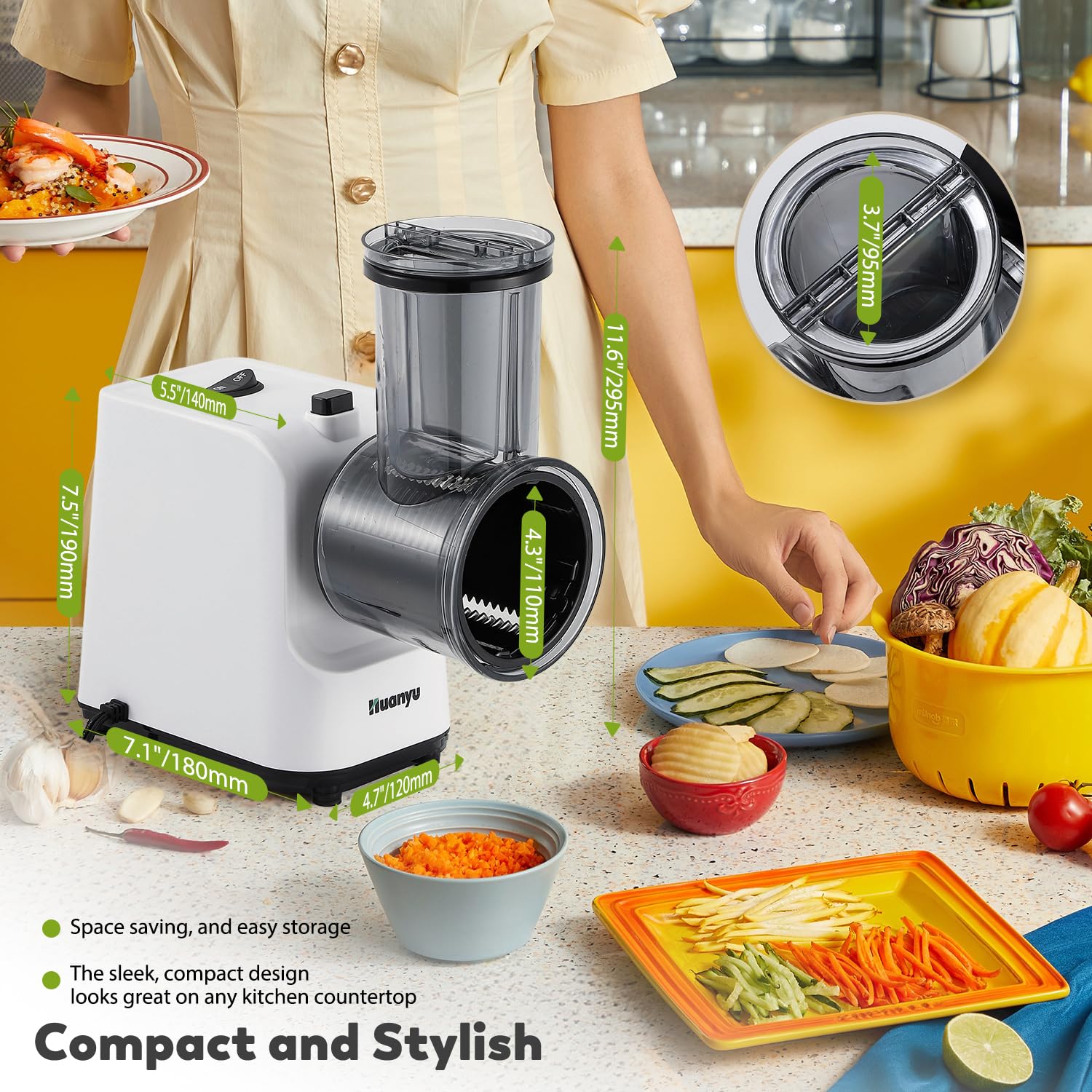 Amazon.com: Huanyu Electric Cheese Grater Veggie Slicer Shredder