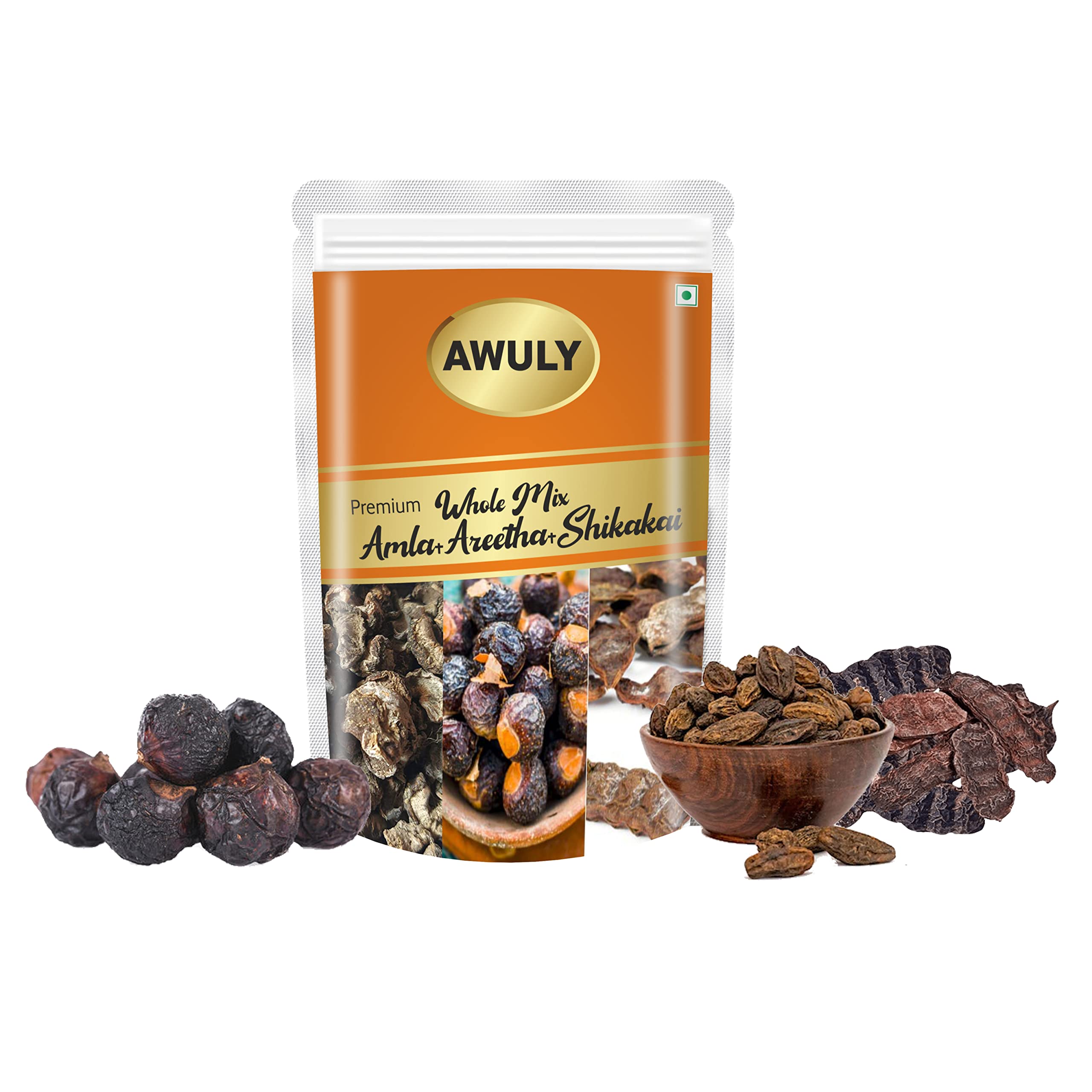 AWULY Raw Reetha, Amla, Shikakai (500g) |100% Natural Whole Dried Shikakai, Reetha Nuts, Amla | Hair growth | Hair & Skin Care | Skin Brightening Pure raw form