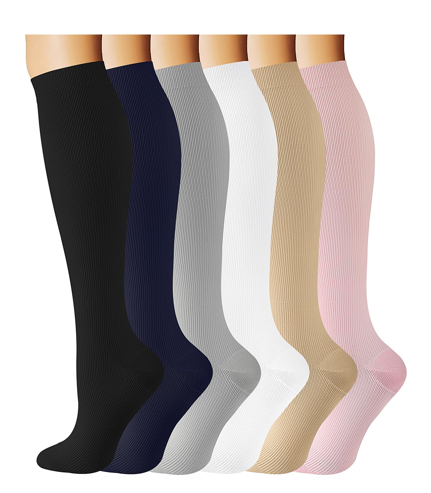 Breslatte Compression Socks for Women Men 15-20 mmHg Circulation Knee High Athletic Support Socks Running Travel Nurse