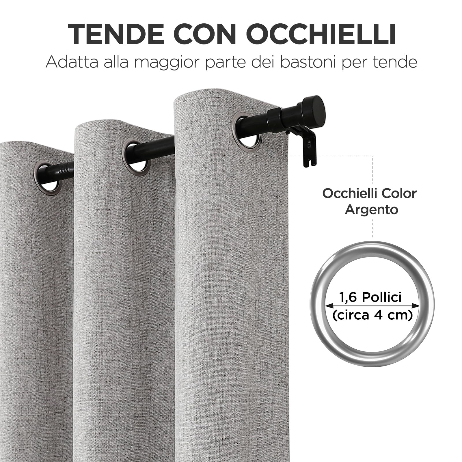 Joydeco Tende Oscuranti per Interni 2 Pezzi L 140 x A 200, Lino Termiche con Occhielli, Bianco