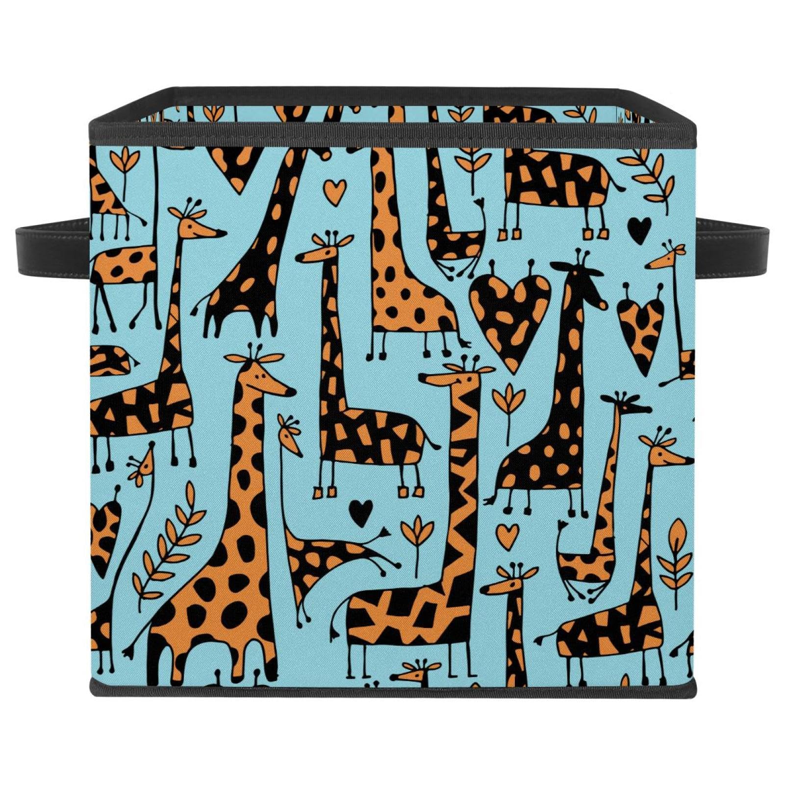 Boîte de rangement pliable girafe bleue pour placard et chambre