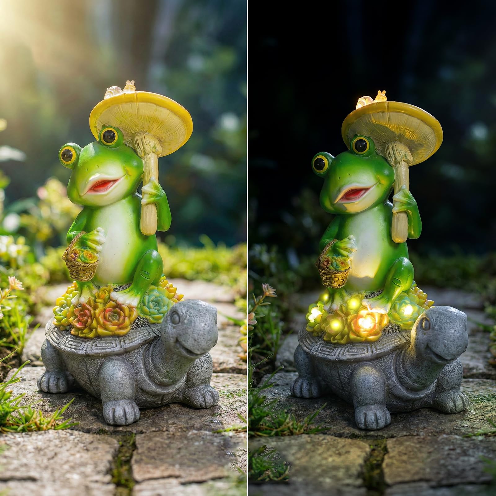 2026 Unique Solar Garden Outdoor Statues Turtle with Succulent and LED Lights- Lawn Decor Tortoise Statue,Waterproof Sculpture for Patio, Balcony, Yard Ornament -Birthday/Chrismtas Gifts for Women Mum
