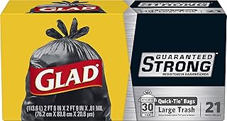 Glad Strong Quick-Tie Large Trash Bags - 30 Gallon - 21 Count (Package May Vary)