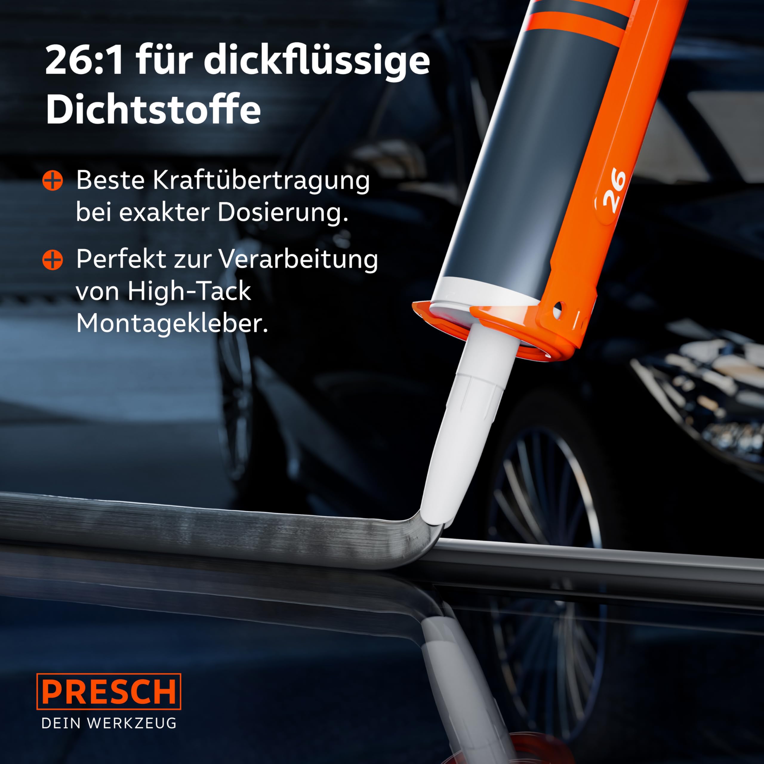 Presch Kartuschenpresse 600ml - Umschaltbar 12:1 & 24:1 Für Dicht- & Klebstoffe