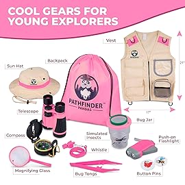 Kids Explorer Kit with Safari Vest & Hat for 7-12 Year Old Boys & Girls - Safari Costume & Dress Up as Zoo Keeper, Paleontologist - Giftable Outdoor Adventure Kit for Kids + Adventure Book