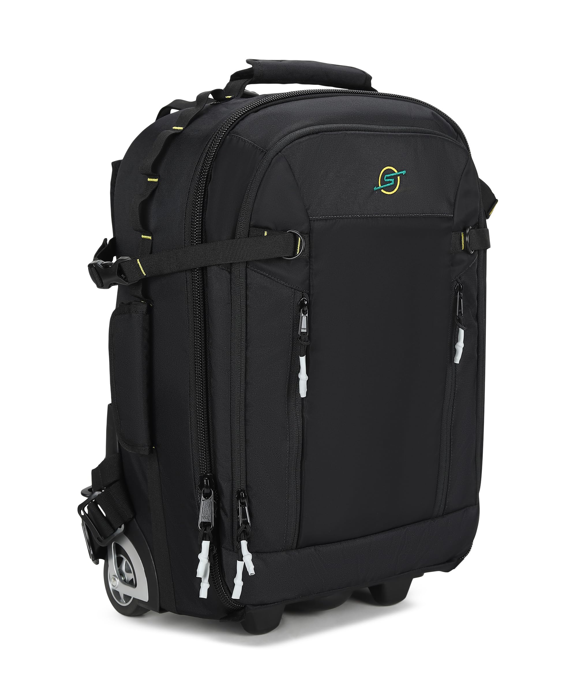 strapon white magic spinner two wheeled trolley cum dslr backpack camera bag with rain cover suitable for dslr camera with lens 24-105 lenses 3 nos 70-200 or 150-600mm and flash laptop 17" and tripod