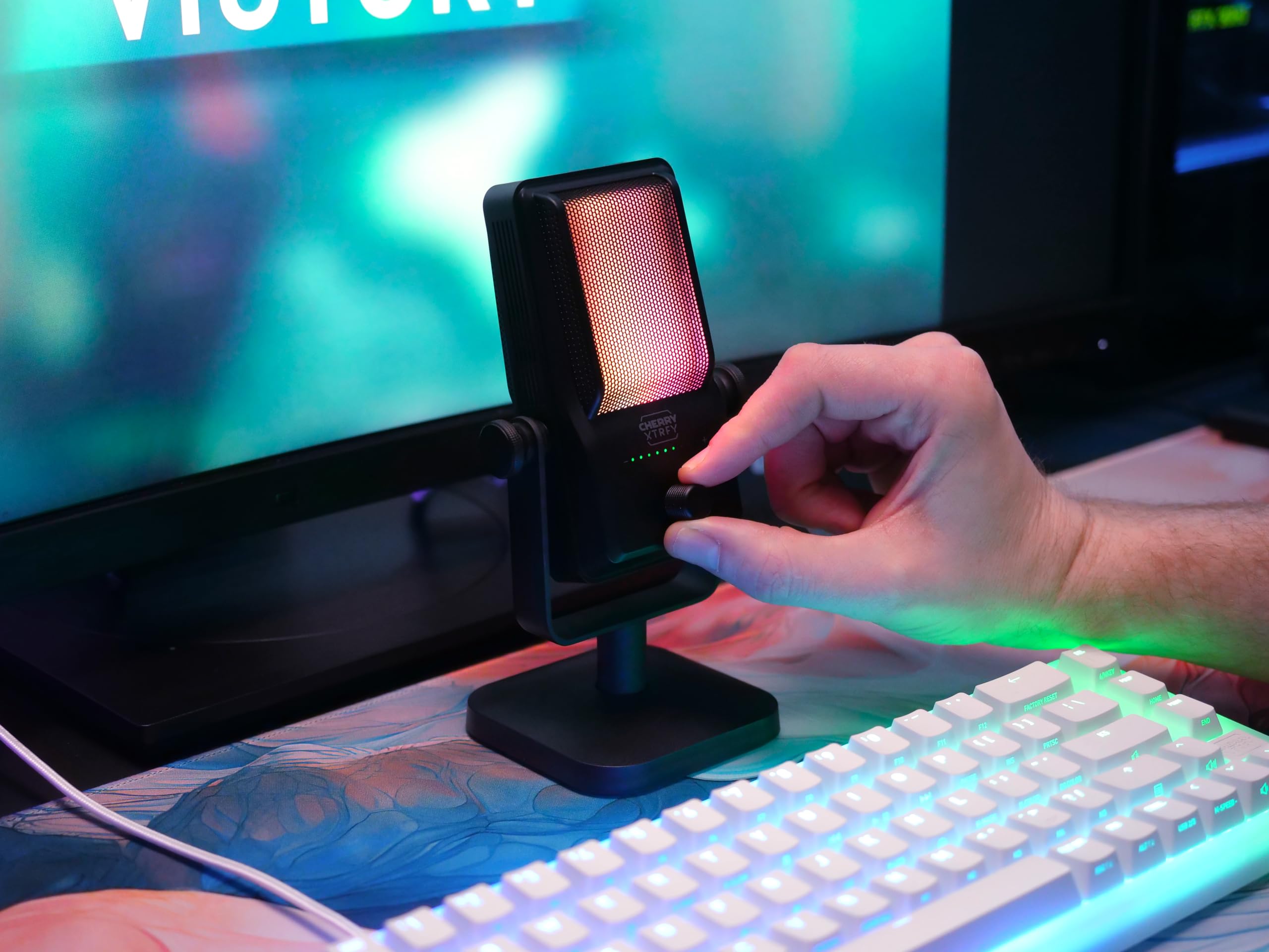 Ngale R Microfono USB di qualità superiore per la registrazione e lo streaming, Plug & play tramite porta USB, Disattivazione audio, RGB e guadagno, Filtro low-cut per il gioco, Nero