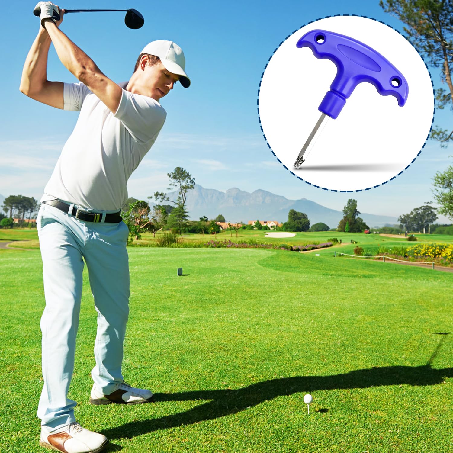 Llave Dinamométrica de Golf Herramienta Ajuste Acero Inoxidable Mango Plástico Llave Púas Accesorio Palos Golf Azul