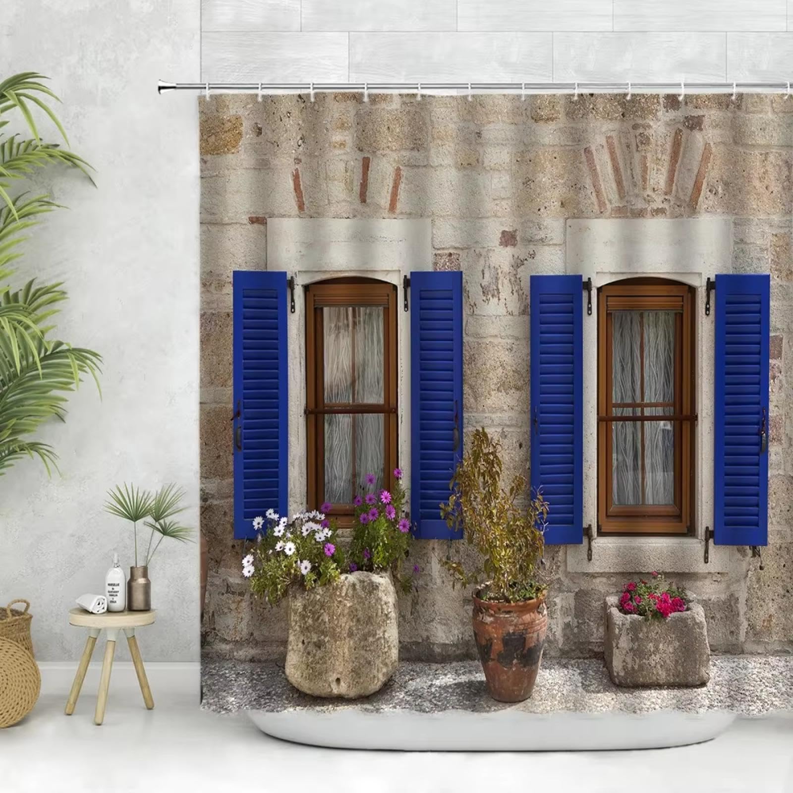Rideaux de douche vintage en bois anti-moisissure tissu imperméable
