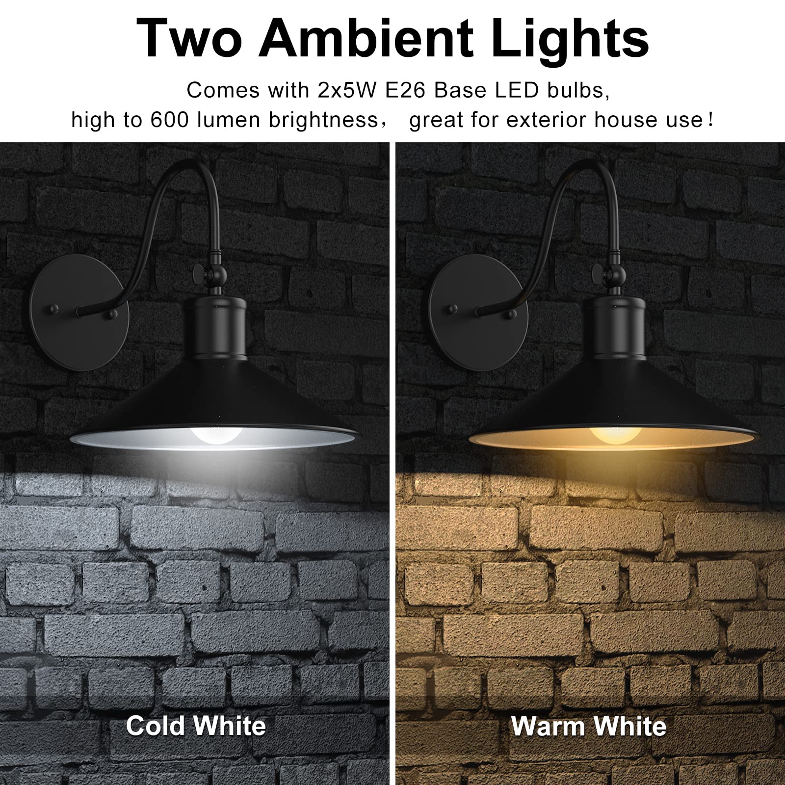 GROPOW Solar Barn Light, Waterproof Solar Gooseneck Lights Outdoor, 3 Lighting Modes Remote Control 3000/6000K LED Bulbs, Solar Powered Light for Farmhouse Barn Shed Chicken Coop Porch