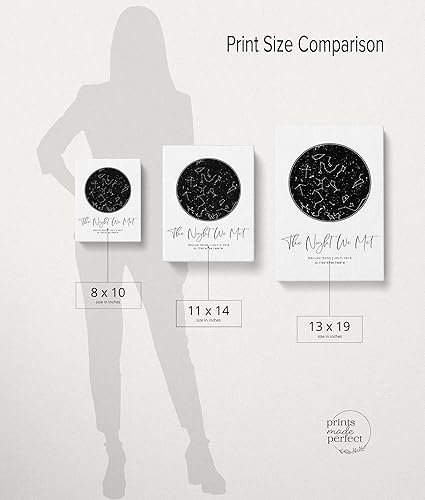 Vista 16 de Personalized Star Map With Specific Dates & Place - Custom Constellation Map Print, Unframed- Special Occasion Star Chart Wall Art- Great Cream