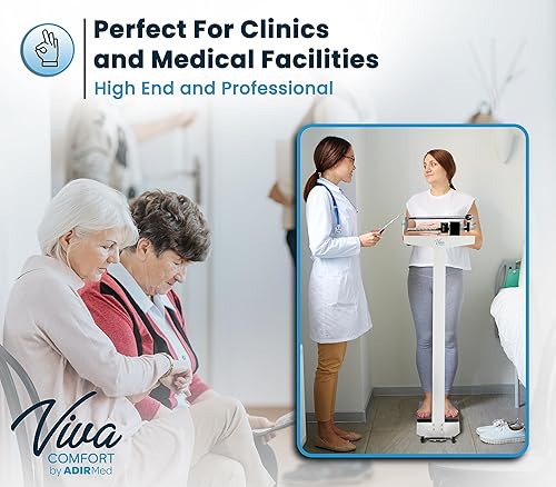 Miniatura 8 de AdirMed Báscula mecánica para médicos con barra de altura, escala de medición manual, pantalla a nivel de los ojos, haz fundido a presión de doble