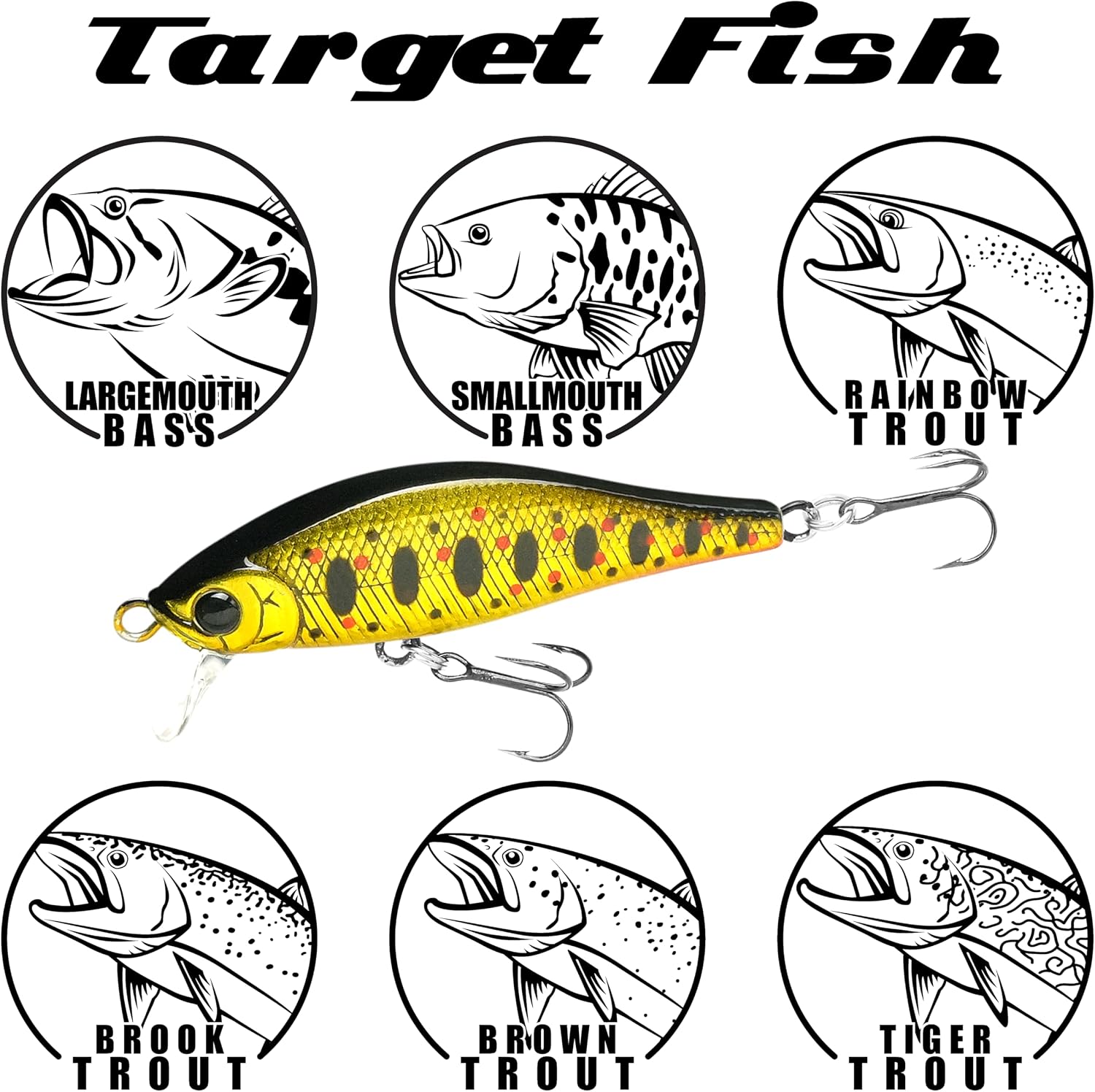 LUCKY CRAFT Pointer 50SS, Super Sinking, Trout Fishing Lure, Jerkbait, Silent, Freshwater Fishing Gear, River Fishing Accessories, Lake Fishing Tackle, Rainbow, Brown, Brook