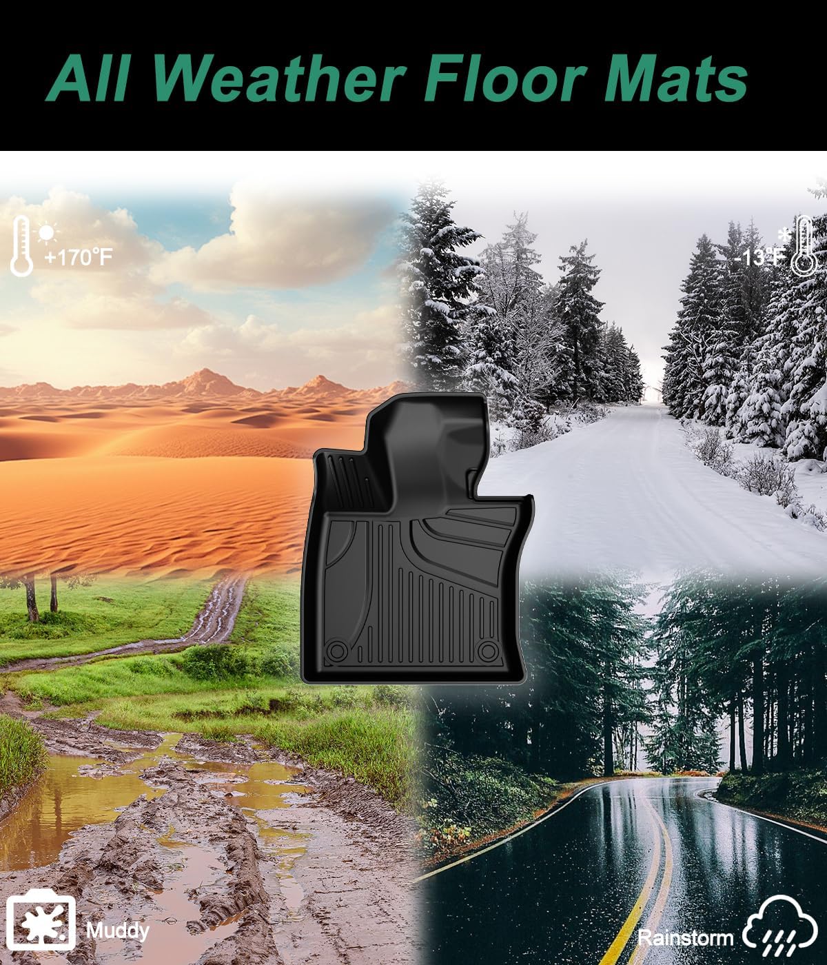 All Weather Floor Mats Fit for 2025 Lexus UX 300h; 2019-2024 Lexus UX 250h; 2019-2022 UX 200 - Custom Fit TPE Floor Liners Accessories for UX 1st and 2nd Row Full Set Car Mats