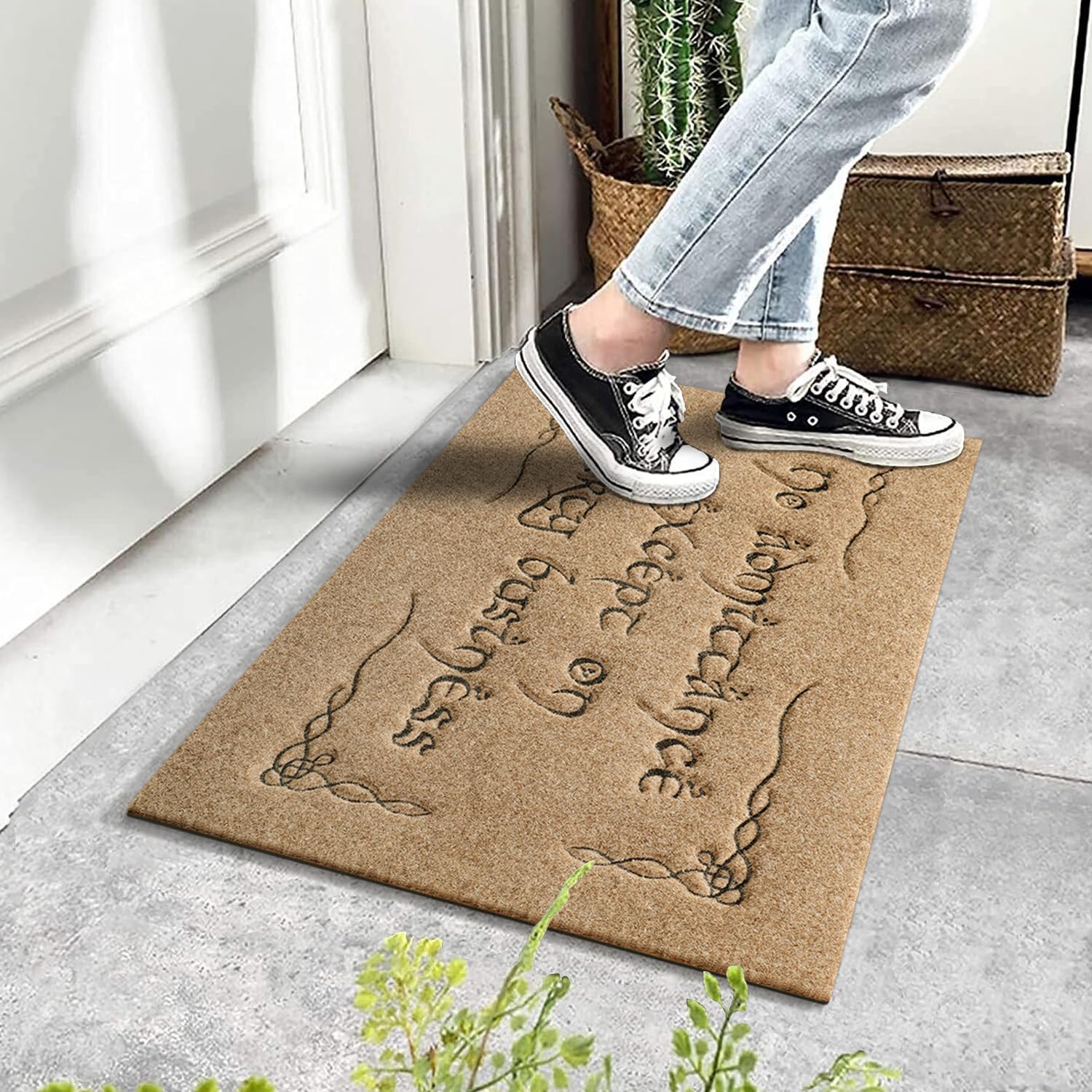 MWAZZLL No Admittance Except on Party Business Doormat Indoor Outdoor Welcome Front Door Mat for Entrance Non Slip Funny Welcome Mats for Home Entryway Brown - Image 2