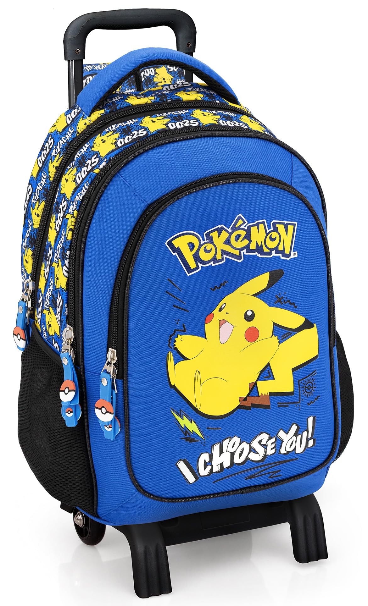 Mochila Escolar con Ruedas Niño para Pokemon Fan - Carro Extraíble, Ergonómica 33x43x20 cm - Mochila Infantil para Educación Primaria (6-12 Años) y Viajes - Regalo Ideal