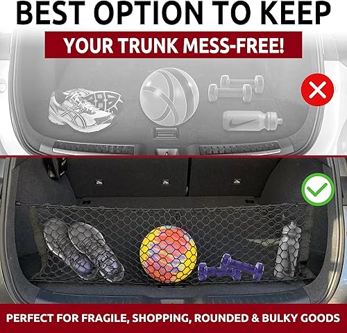 Miniatura 5 de Red de carga elástica para maletero estilo sobre para Infiniti QX50 2018-2024  Organizadores y almacenamiento de maletero de primera calidad  Red de