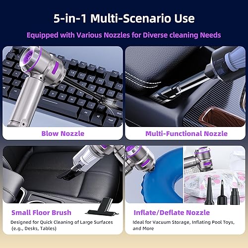 Miniatura 6 de Aspiradora inalámbrica para automóvil, potente succión de 18000 PA, ligera de mano para el hogar, automóvil, pelo de mascotas, uso en la oficina,