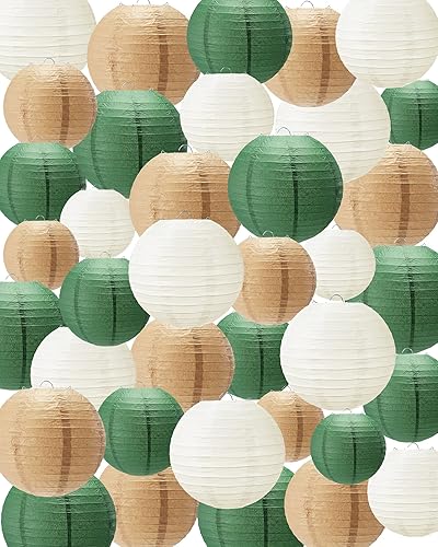 Miniatura 12 de Treela 48 linternas de papel para decoración de fiesta, decoración de papel redondo chino de 4/6/8/10 pulgadas, lámparas colgantes asiáticas