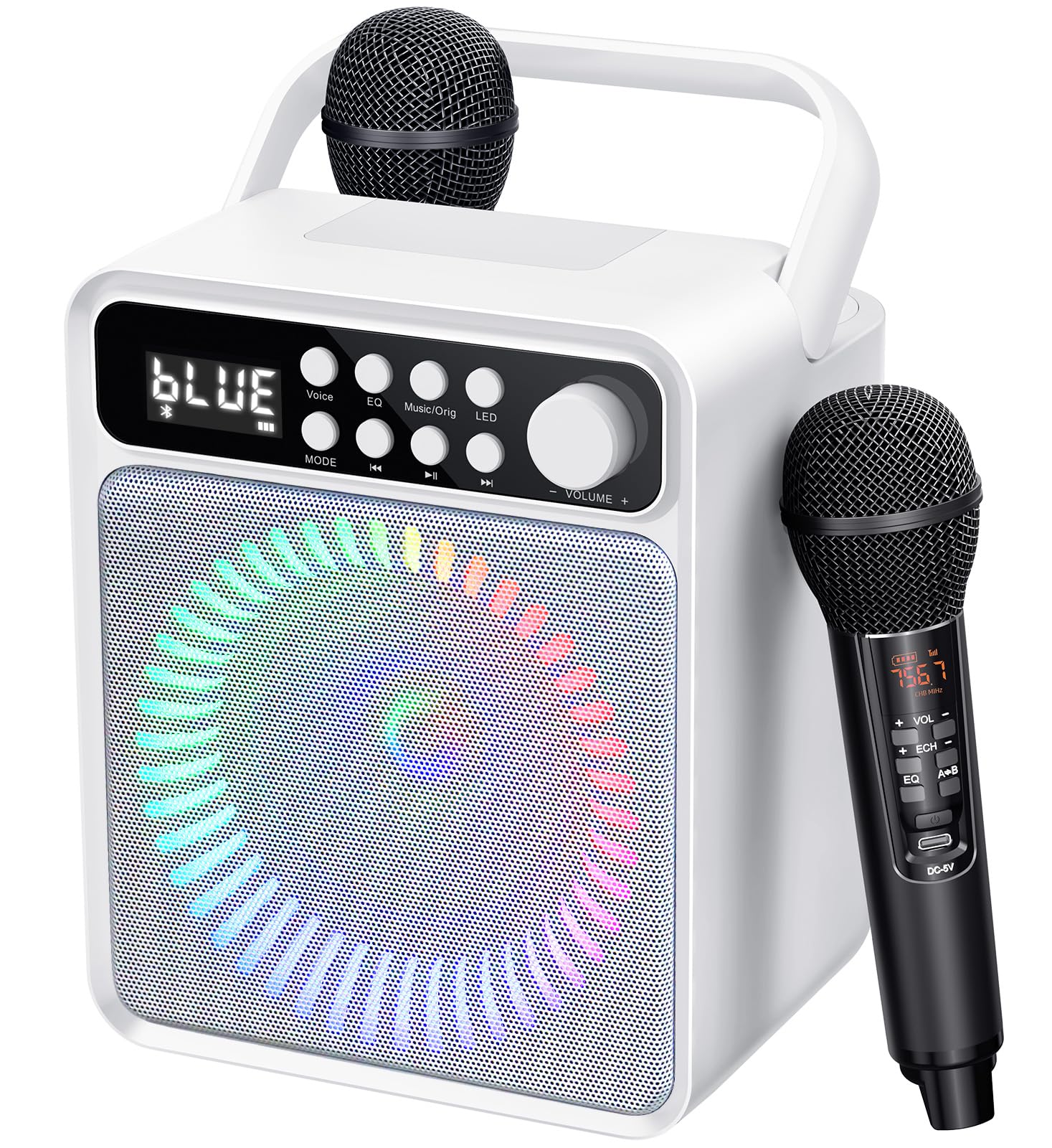 Bluetooth Karaoke Machine with Wireless Microphone - Portable Karaoke Speaker for Adults & Kids with Party Lights