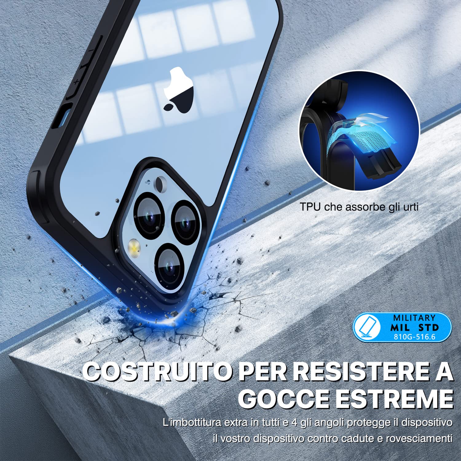 CENHUFO Cover iPhone 13 Pro Max, con Protezione Schermo Vetro Temperato Integrata e Pellicola Fotocamera [9H HD] 360 Gradi Antiurto Fronte Retro Doppia Faccia Custodia per iPhone 13 Pro Max -Nero