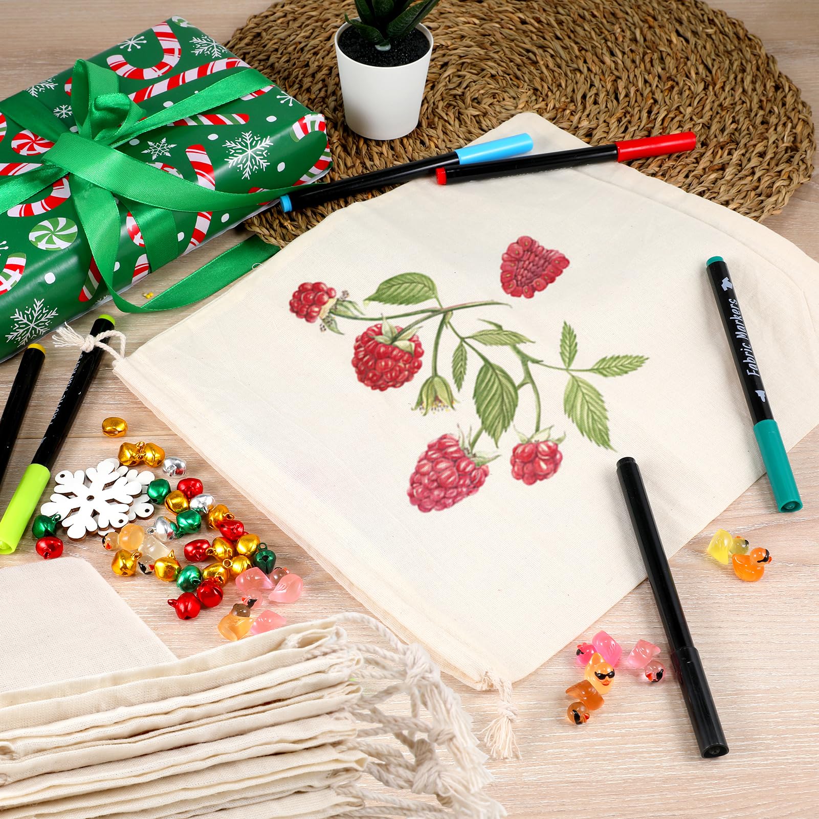 20 bolsas de algodón – 25 x 30 cm de algodón pequeñas bolsas con cordón para joyas, regalos y manualidades DlY