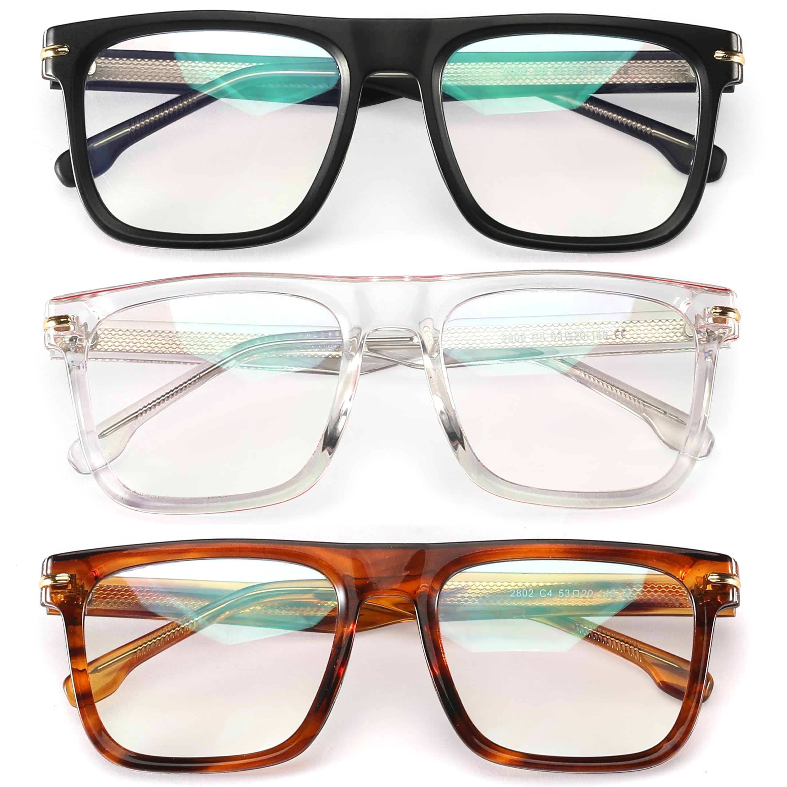 3 Pack Blue Light Blocking Reading Glasses, Anti Computer Glare Eyestrain Readers with Pouches, Draw lines, advanced