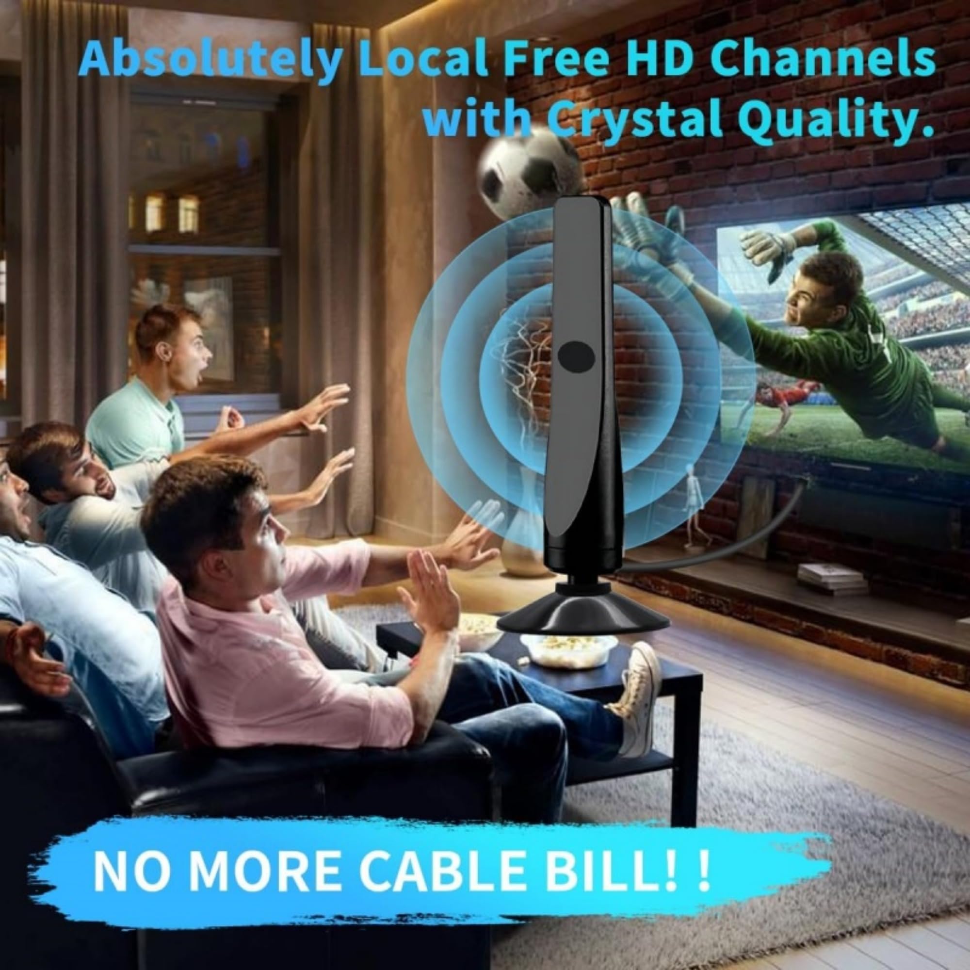Antena de TV digital HD para interiores para Smart TV de largo alcance, alcance de más de 460 millas, antena de TV amplificada para canales locales, compatible con todos los televisores 4K