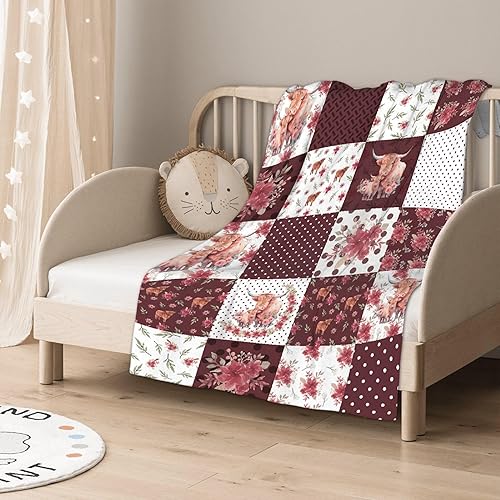 Miniatura 5 de Highland Cow - Manta de franela ultra suave y acogedora, manta de forro polar ligera y mullida, manta de felpa cálida para sofá, cama, 60 x 80