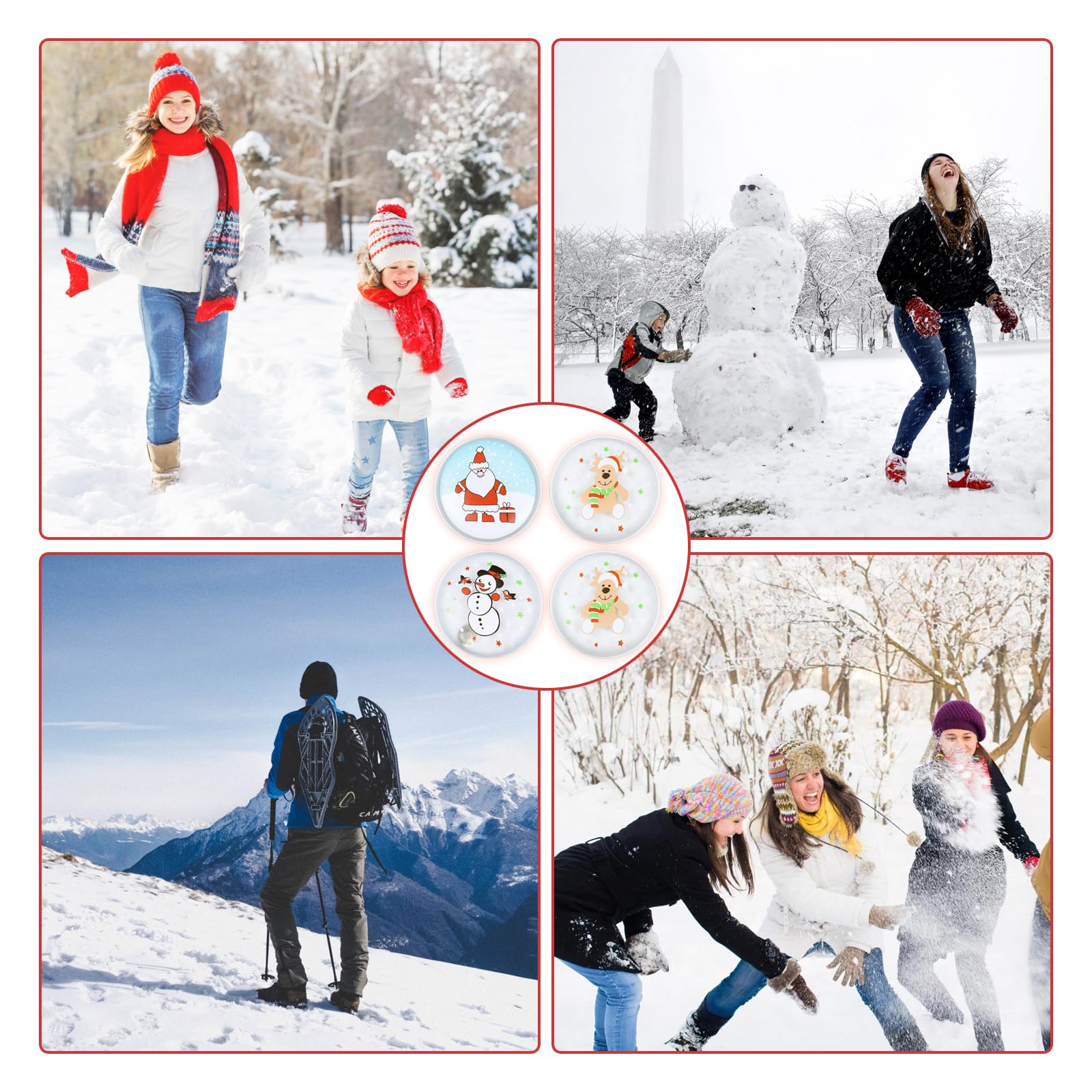 Scaldamani Riutilizzabile, 4 Pezzi Scaldamani Natalizi, Scaldatasche Tascabili per Bambini, Mini Riscalda Mani Gel Portatile Scaldini Mano per Fredde Giornate Invernali, Viaggi, Campeggio, Ufficio
